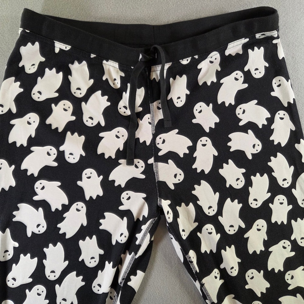 Hanna Andersson Ghost Print Organic Cotton Pajama Pants Black White XL Halloween - Picture 2 of 7